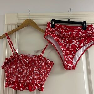 Amazon Red Floral Tankini Set